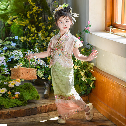 六一节傣族服装儿童少数民族服男女童泰国风泼水节旅游舞蹈演出服