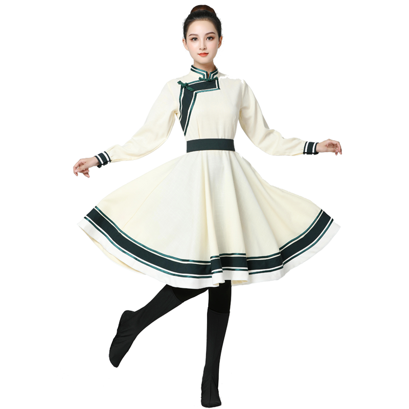 蒙古藏族舞蹈服大摆裙舞蹈演出服