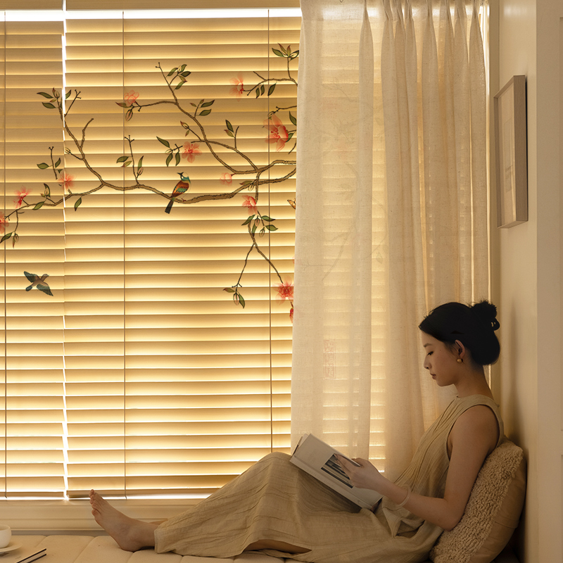 实木百叶遮光防晒高端百叶窗帘2024新款高遮光百叶客厅商铺隔断帘