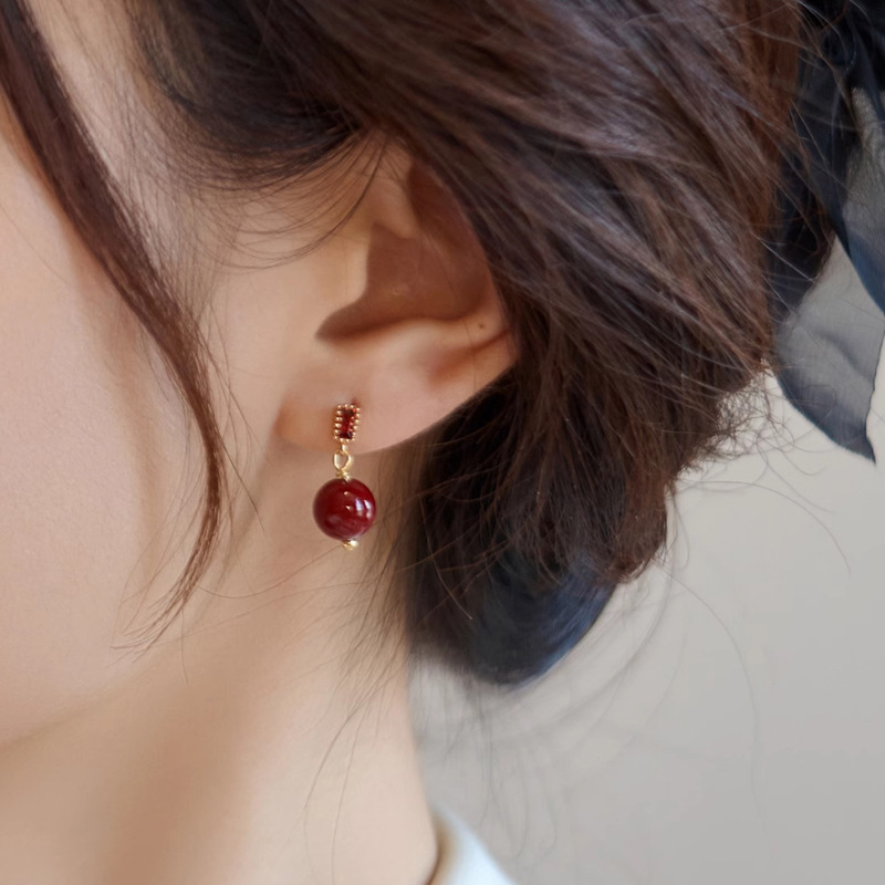 s尚美伯爵红朱砂耳环轻奢