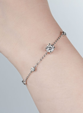 尚美伯爵D色莫桑石四爪星点手链女尚美伯爵爆款S925纯银轻奢小众