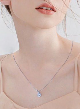 尚美伯爵外贸经典六爪D色莫桑石一克拉项链s925纯银网红百搭吊坠