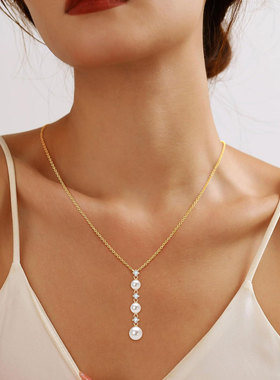 尚美伯爵天然淡水珍珠锁骨项链女人鱼眼泪隐形吊坠尚美伯爵尚美伯