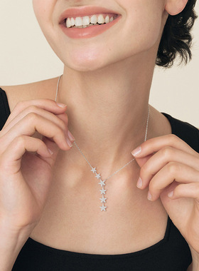 尚美伯爵爆闪星星s925银项链2024尚美伯爵爆款小众轻奢莫桑石满天