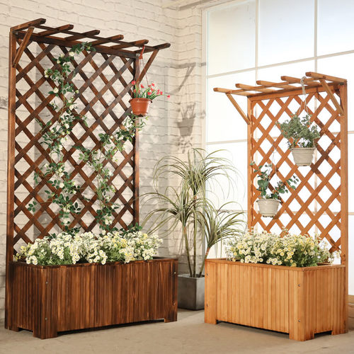 防腐木实木花盆爬藤架户外花箱