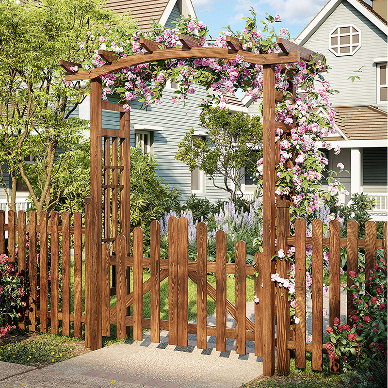 庭院防腐木拱门花架木质爬藤架子
