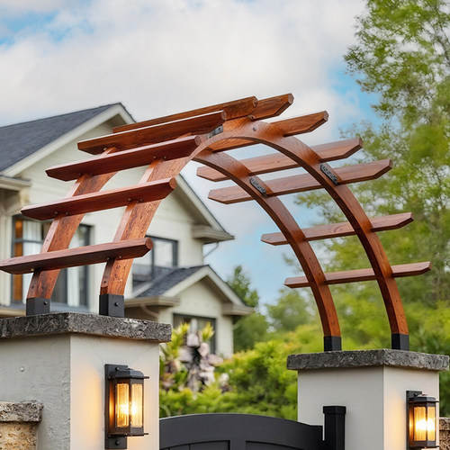 户外庭院门头防腐木拱形花架