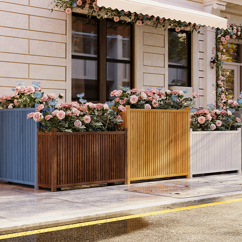 进口芬兰实木餐厅围栏隔断花槽