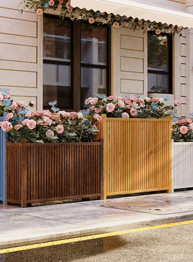 室外防腐木花箱户外组合庭院花坛花槽花架长方形餐厅隔断围栏护栏