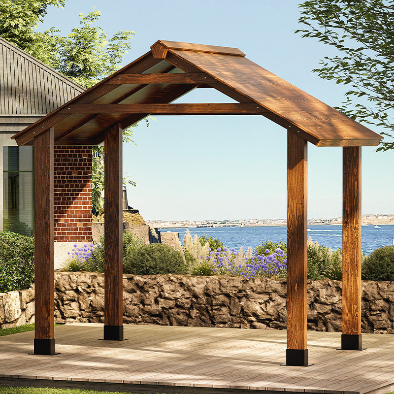 户外遮阳棚凉亭公园防腐木文化长廊花园帐篷室外四角亭子组装雨棚