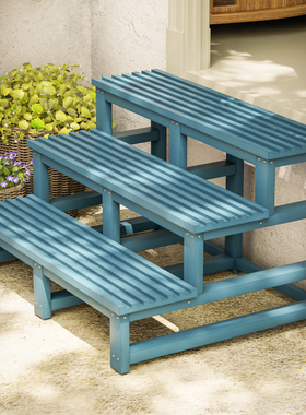 防腐木阶梯凳踏步登高梯实木室外家用楼梯飘窗台阶脚踏户外二步梯