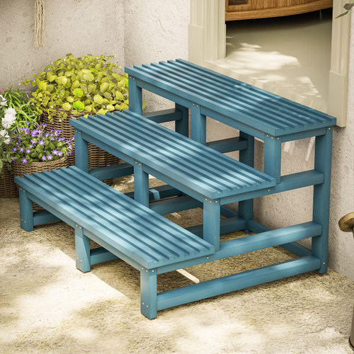 户外防腐木阶梯脚踏凳高二步梯