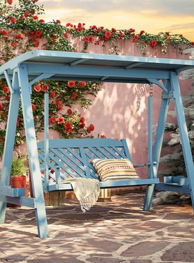 楼顶花园秋千室外天台荡秋千院子里的大人双人吊椅庭院成人摇椅子