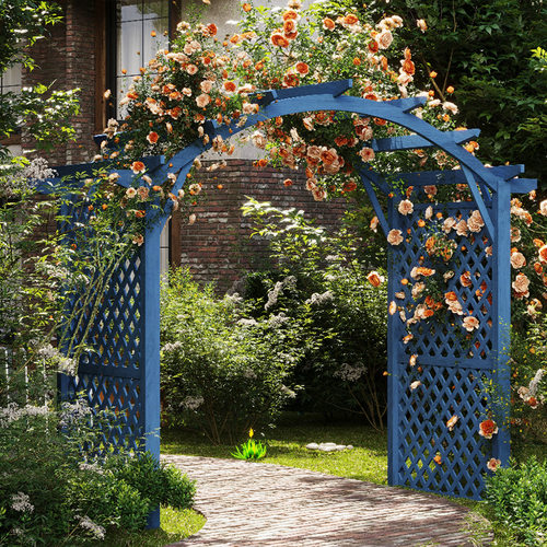 防腐木花架拱形门实木葡萄架爬藤