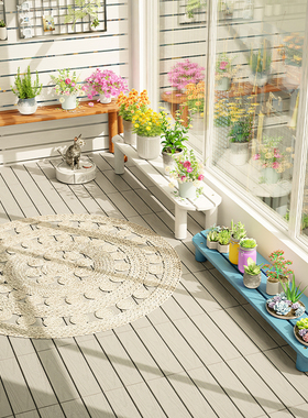 阳台盆栽置物架飘窗单个落地木质多层防腐木阶梯式花架家用展示架