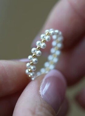 小珍珠戒指可调节轻奢高级感