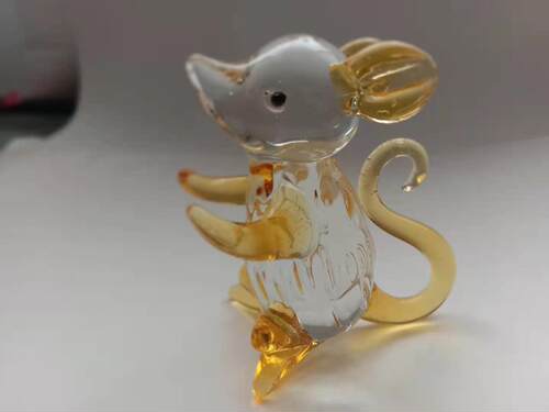 水晶拉丝老鼠12生肖摆件工艺品