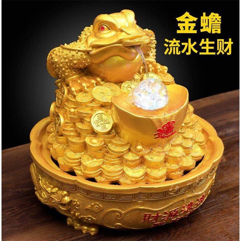 招财金蟾金蝉流水生财聚宝盆家居装饰摆件