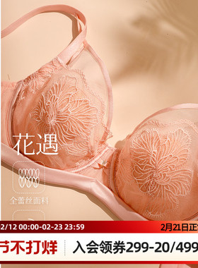 梧桐本色大胸显小胸内衣女超薄水晶杯BC性感蕾丝聚拢美背文胸胸罩