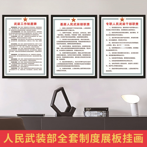人民武装部民兵干部制度基层部门工作岗位职责条例牌海报展板挂画