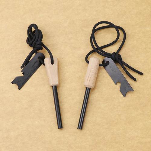 户外求生打火石防水生火工具生存者火绳打火棒木柄打火石