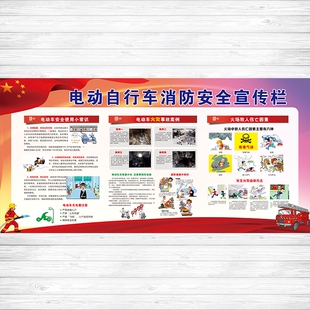 小区物业社区电动自行车着火楼道消防安全宣传海报广告贴纸定做