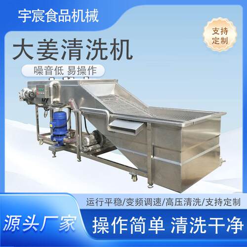 高压喷淋洗姜机大型蒜米海鲜清洗葛根生姜红参野菜去泥清洗机