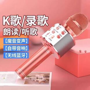 858直播无线蓝牙音响话筒一体儿童KTV家庭用麦 手机全民K歌ws