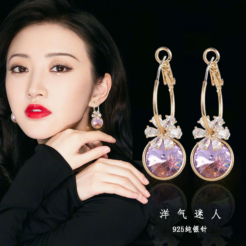 天然紫色耳环女夸张个性时尚超仙