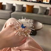 新上淄博琉璃蝴蝶戒指饰品仙气小众高级感闺蜜礼物拍照氛围网红