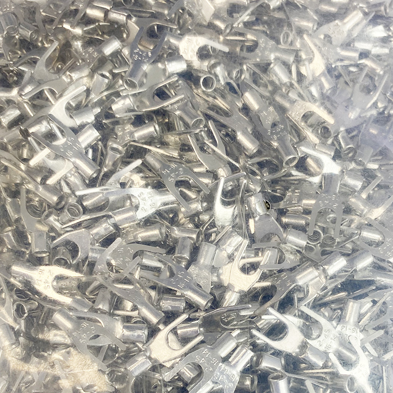 100只SNB2-4冷压叉形Y型U型裸端头紫铜焊口接线端子