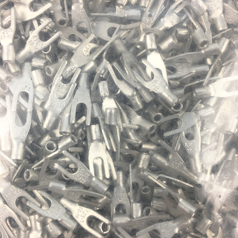 100只SNB1.25-3.2冷压叉形Y型U型裸端头紫铜焊口接线端子1.25-3