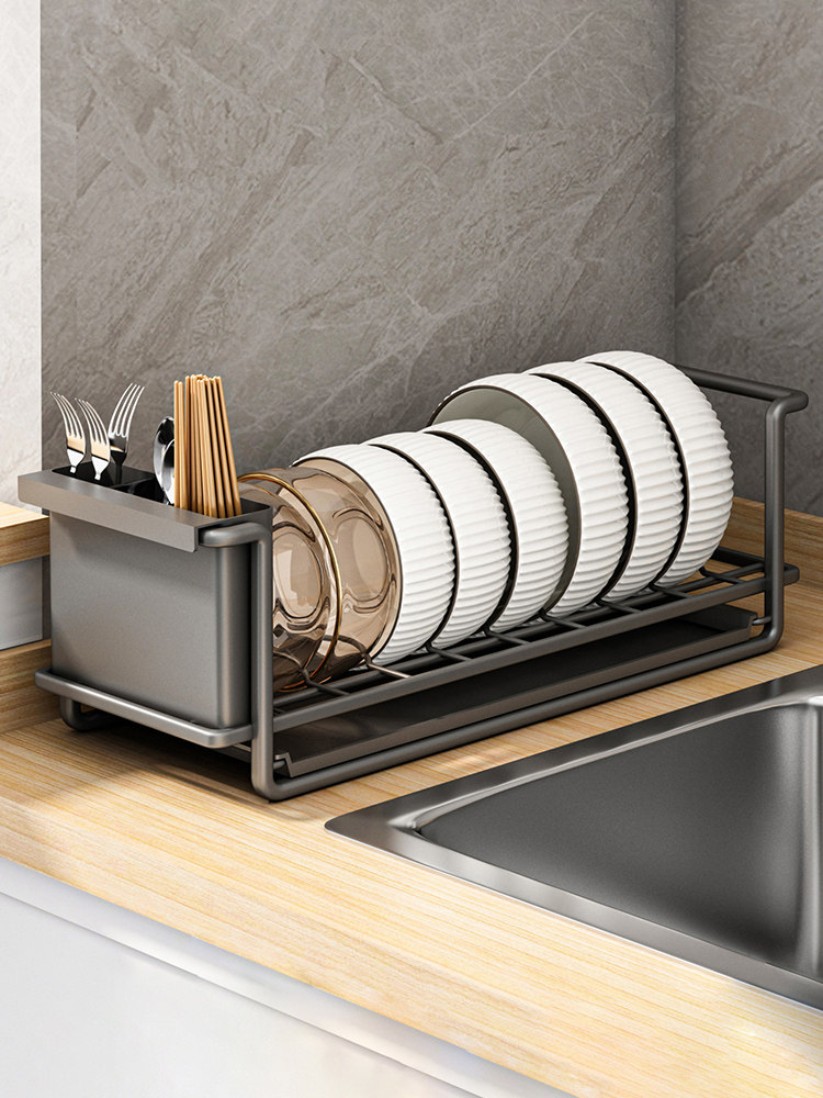 厨房免安装橱柜拉篮控水碗筷架子置物架插碗碟餐具抽屉式收纳拉篮