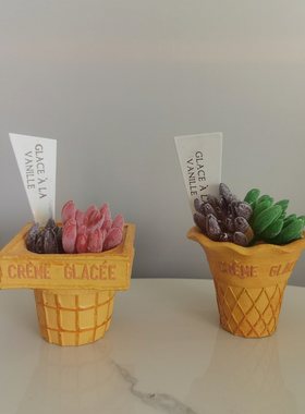 新品迷你可爱树脂冰淇淋花盆户外庭院花园日系杂货花盆盆景小摆件