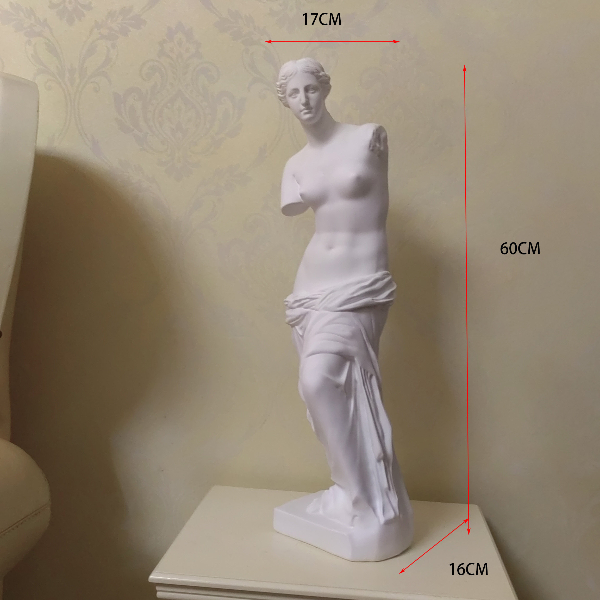 包破损客厅摆件60cm高纯白树脂断臂爱神维纳斯全身雕像塑美术用品