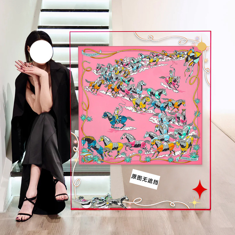 马年新款亚克力丝巾装饰画马到成功客厅办公室挂画创意骏马壁画