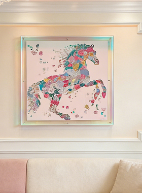 丝巾亚克力装饰画法式高级餐厅客厅楼梯挂画入户玄关飞马卧室摆画
