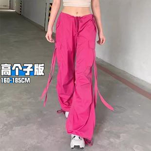 女夏季 裤 薄款 加长版 美式 高个子酷飒风宽松休闲速干阔腿裤 抽绳工装