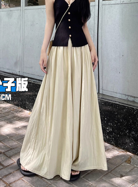 山本裙裤女夏薄2025新款加长版高个子宽松慵懒风垂坠感冰丝阔腿裤