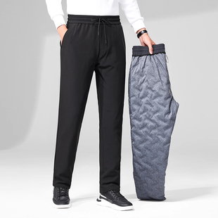 男士 冬季 鹅绒裤 松紧腰休闲裤 外穿加厚保暖直筒长裤 露露酱NN