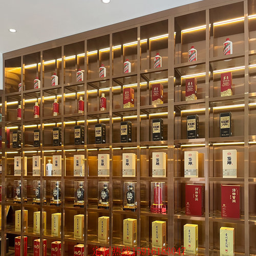 定制不锈钢酒柜 商用玫瑰金酒庄白酒展示柜恒温红酒金属酒窖展架