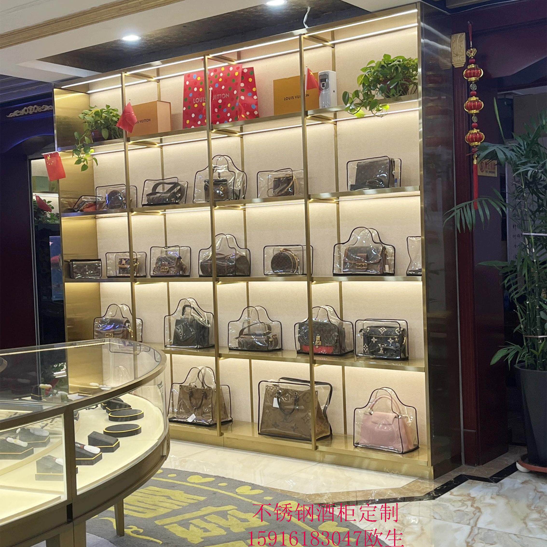 定制轻奢西餐厅不锈钢恒温酒柜 红酒架别墅商用金属酒窖酒庄展架