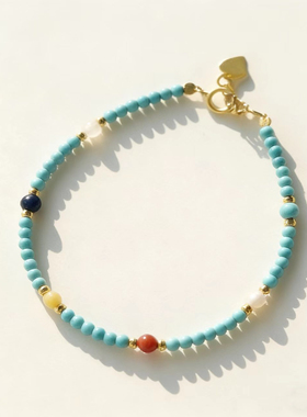 云舒国风高级感天然多宝南红珍珠蜜蜡蓝绿松石轻奢手串女手链礼物