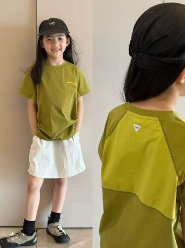 2026夏装新款男女童索罗娜凉感防晒速干短袖儿童拼接透气运动T恤
