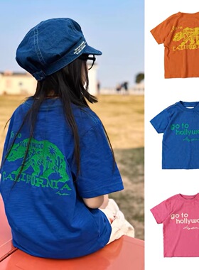 夏季新款日系DD同款童装儿童竹节棉卡通涂鸦短袖T恤男女宝宝半袖
