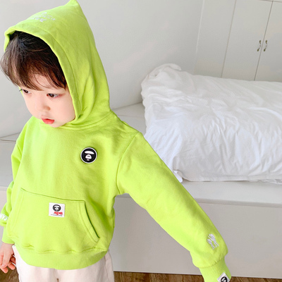 春秋新品荧光绿日系休闲风卫衣