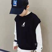 儿童春秋马甲男童宝宝日潮袋鼠印花内搭帅气马甲纯棉休闲套头上衣