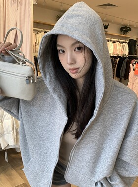 Work32day秋冬刚需高克重卫衣 韩系百搭宽松拉链连帽卫衣开衫外套