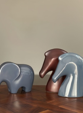 HS小象马头漆器镇纸摆件客厅桌面