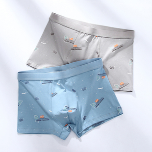 内裤 薄款 男生纯棉四角青少年时尚 头夏季 透气四角 平角中腰短裤 男士